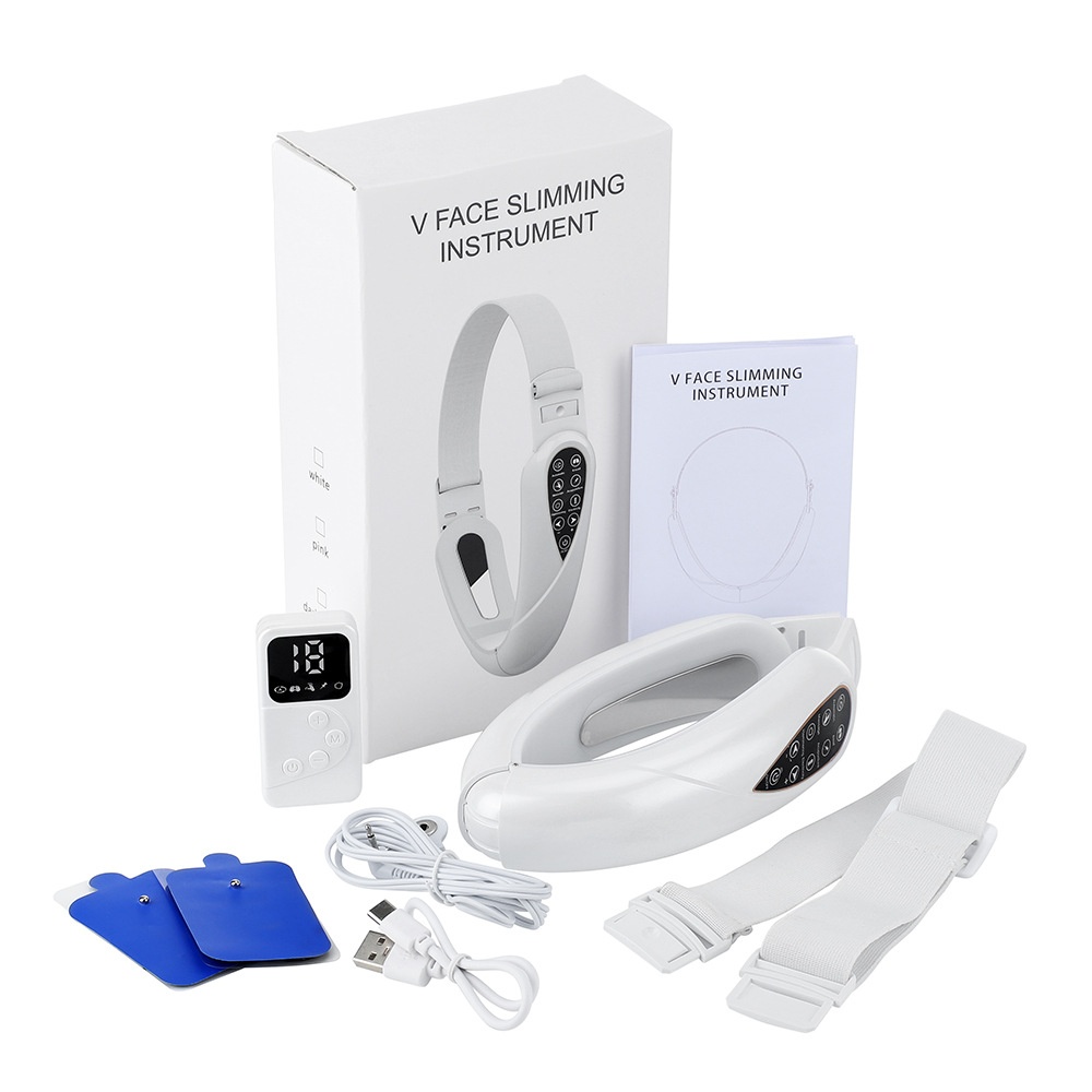 V-vormige gezichtsliftende massager met LED-lichttherapie en EMS