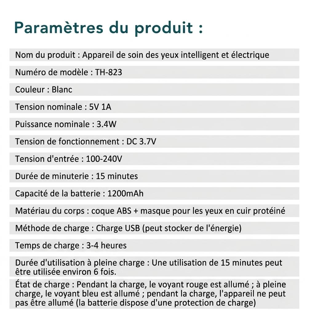 Appareil de massage oculaire intelligent avec compression de chaleur et d'air - Soulagement du stress