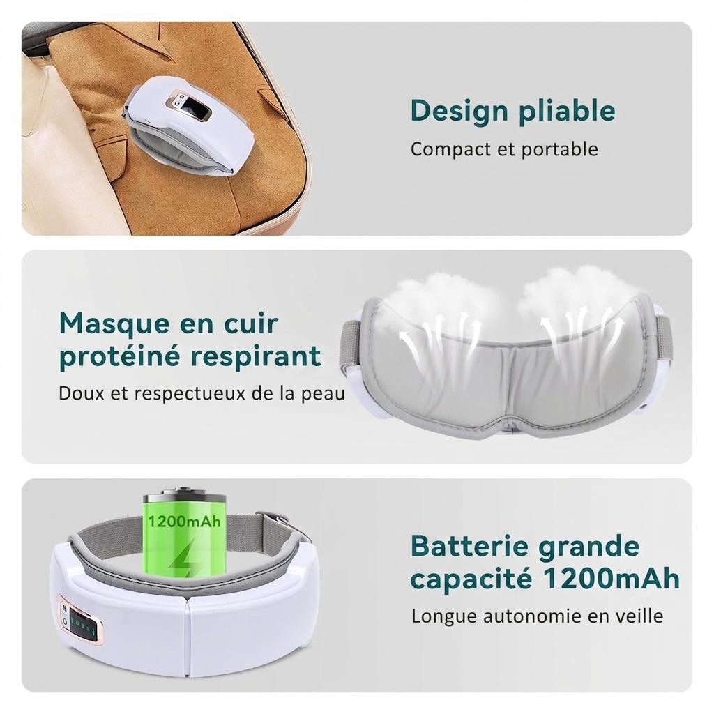 Appareil de massage oculaire intelligent avec compression de chaleur et d'air - Soulagement du stress