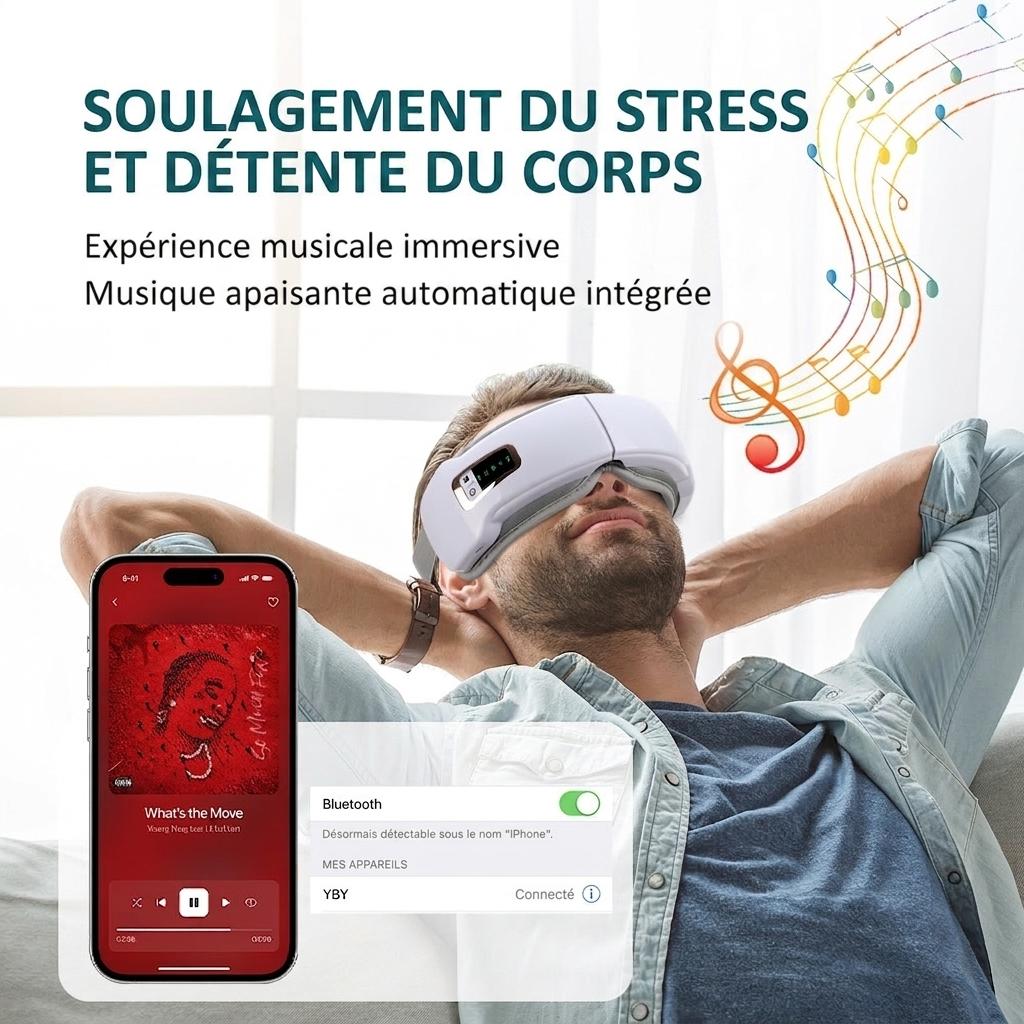 Appareil de massage oculaire intelligent avec compression de chaleur et d'air - Soulagement du stress