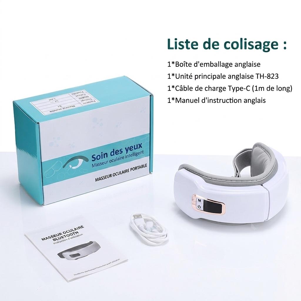 Appareil de massage oculaire intelligent avec compression de chaleur et d'air - Soulagement du stress