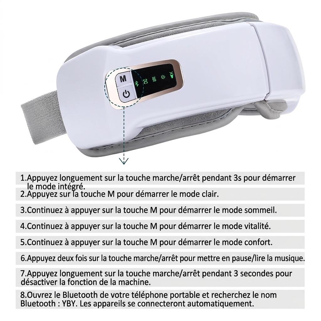 Appareil de massage oculaire intelligent avec compression de chaleur et d'air - Soulagement du stress