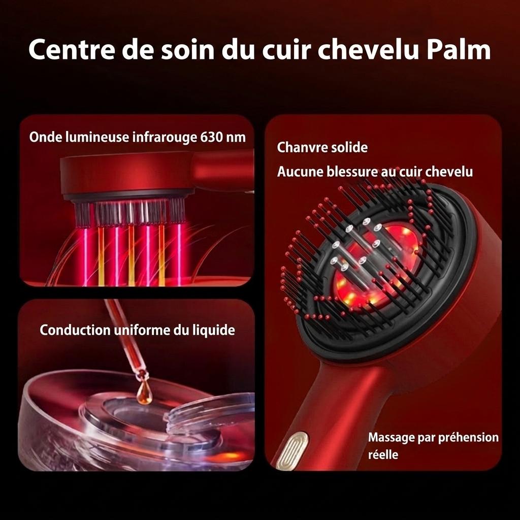 Peigne de massage du cuir chevelu à lumière rouge | Soin capillaire à guidage liquide