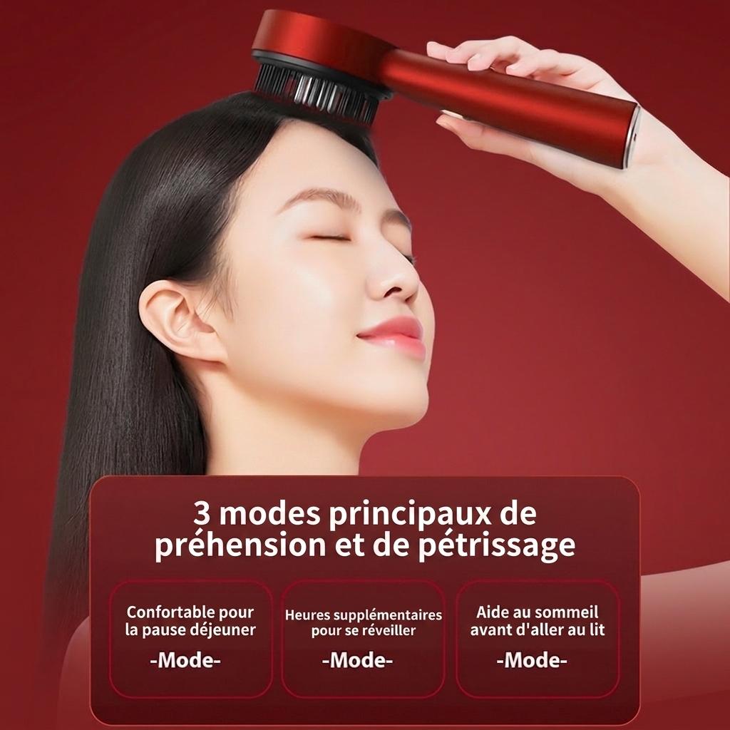 Peigne de massage du cuir chevelu à lumière rouge | Soin capillaire à guidage liquide