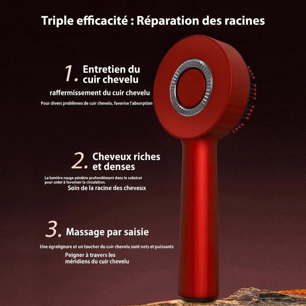 Peigne de massage du cuir chevelu à lumière rouge | Soin capillaire à guidage liquide