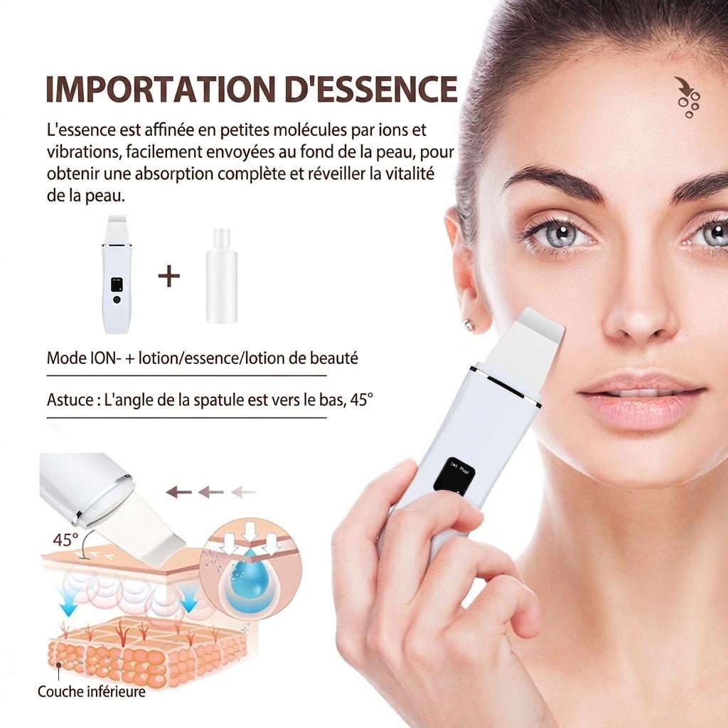 Nettoyeur de peau ultrasonique - Nettoyage et lifting des pores en profondeur