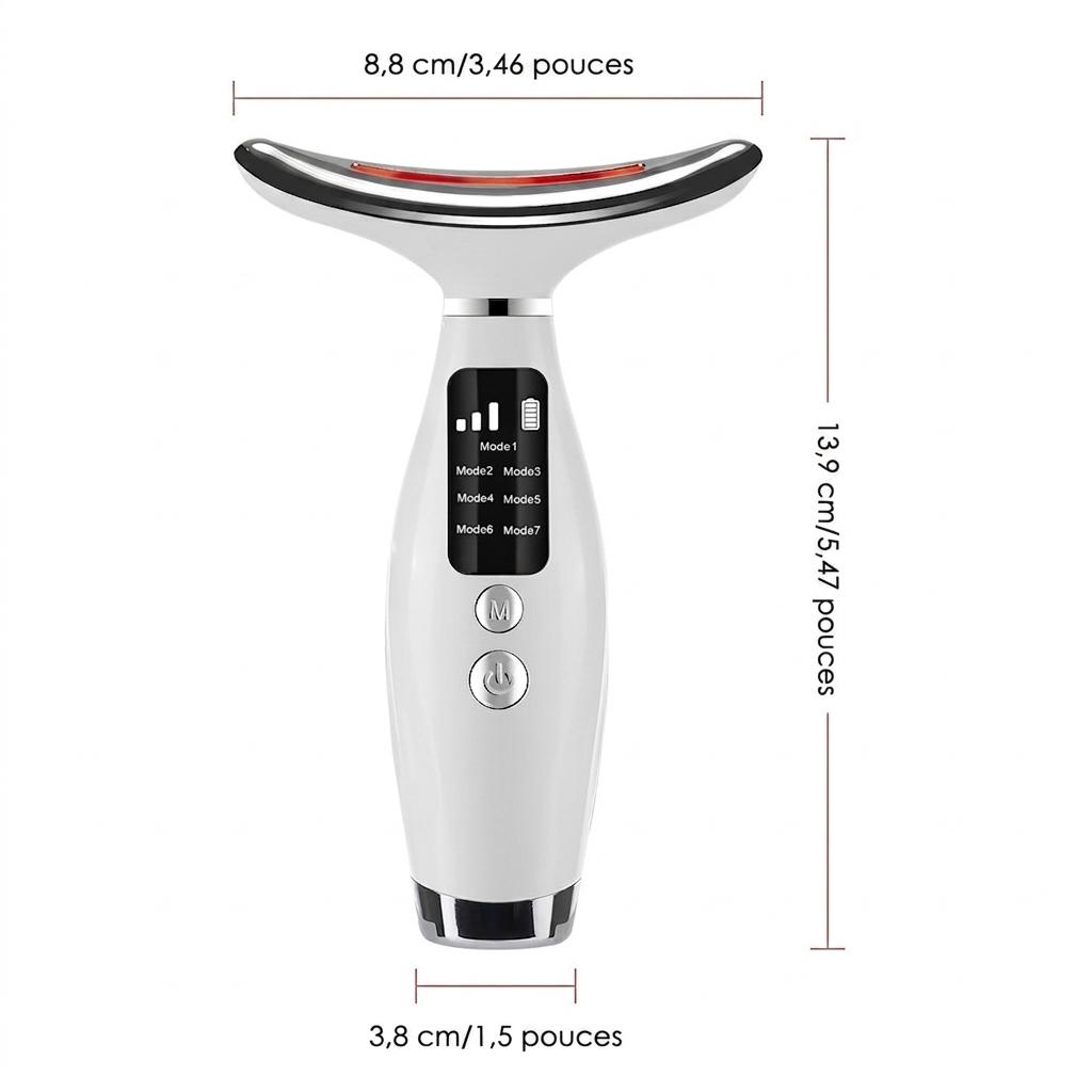 Appareil de massage LED 7 en 1 pour le cou et le visage - Dispositif anti-âge