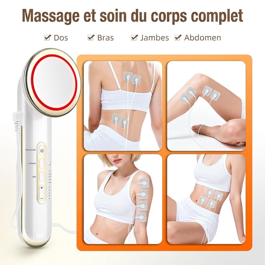 Appareil de remodelage corporel à ultrasons avec EMS et lumière infrarouge