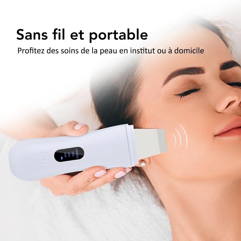 Nettoyeur de peau ultrasonique 4 en 1 - Nettoyage en profondeur et lifting