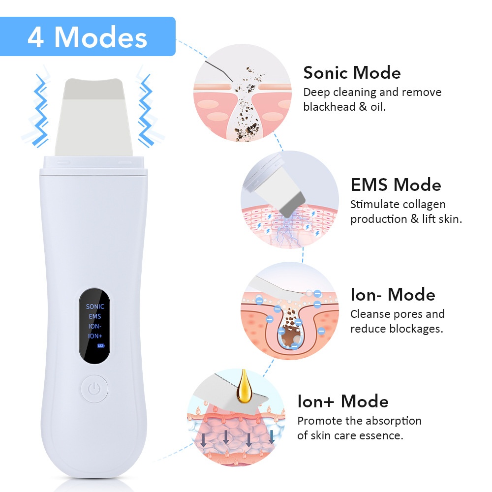 4-in-1 ultrasone huidscrubber - Diepe reiniging & lift