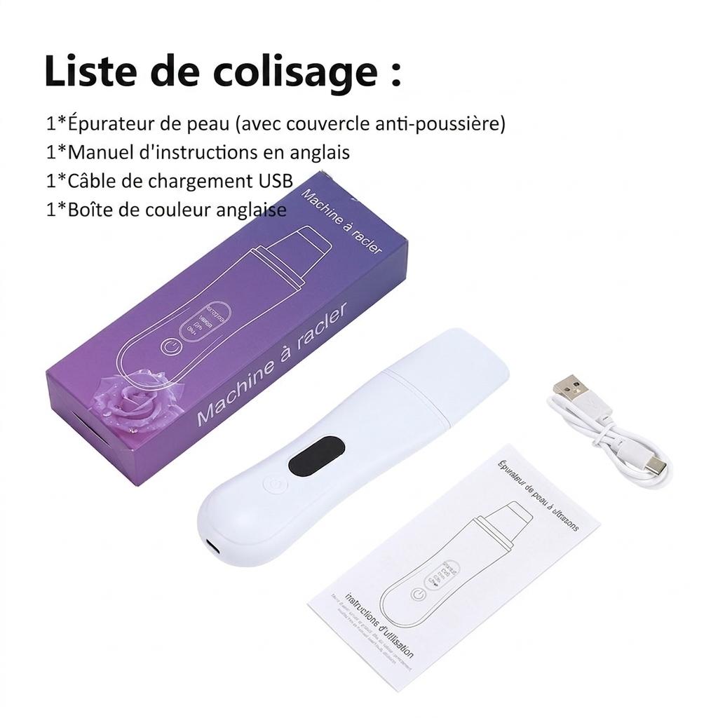 Nettoyeur de peau ultrasonique 4 en 1 - Nettoyage en profondeur et lifting