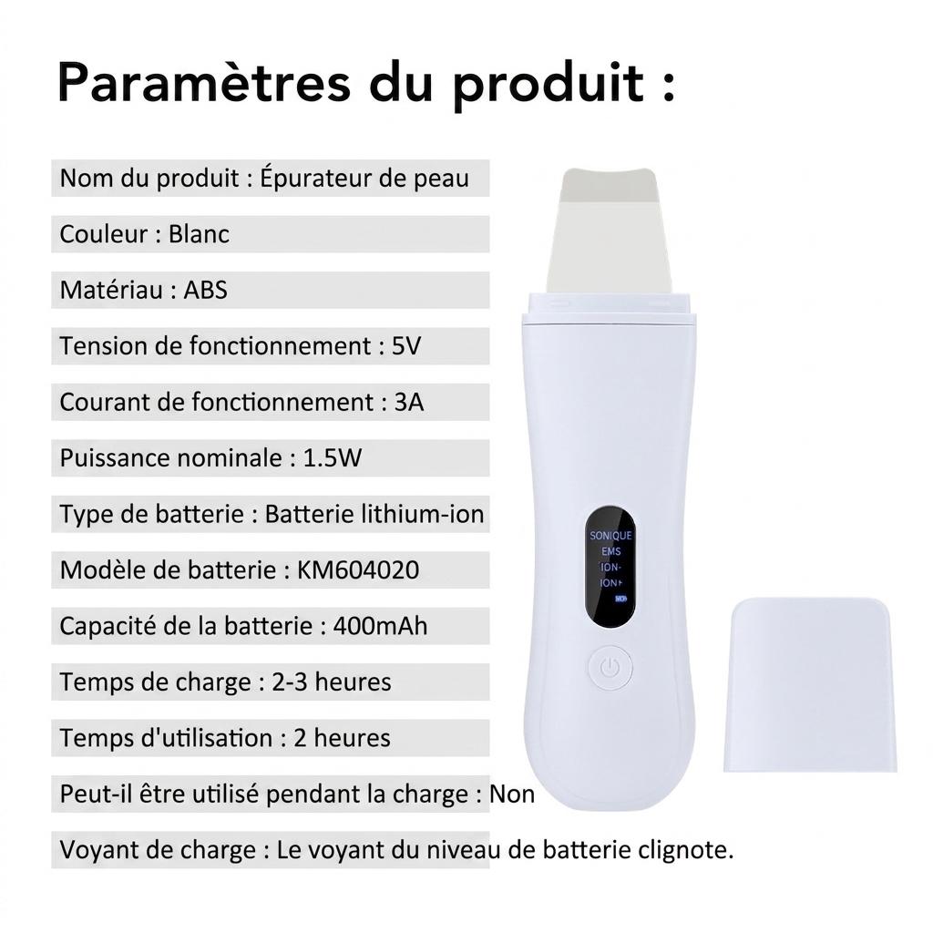 Nettoyeur de peau ultrasonique 4 en 1 - Nettoyage en profondeur et lifting