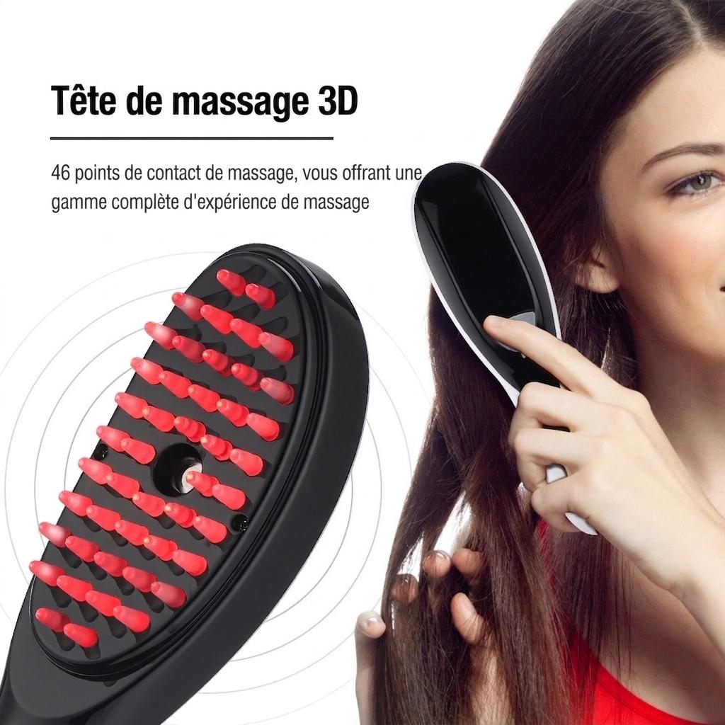 Peigne à lumière rouge et bleue pour la croissance des cheveux | Masseur de cuir chevelu et distributeur de sérum