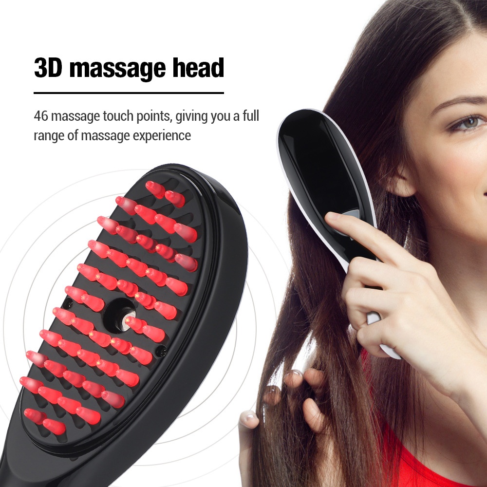 Haargroeikam met rood en blauw licht | Hoofdhuidmassageapparaat & serumdispenser