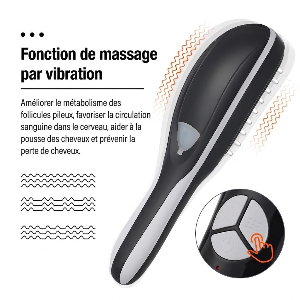 Peigne à lumière rouge et bleue pour la croissance des cheveux | Masseur de cuir chevelu et distributeur de sérum