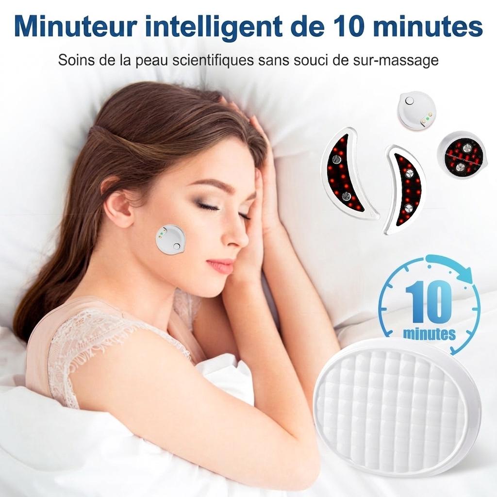 Appareil de massage facial et oculaire 2 en 1 par luminothérapie rouge - Dispositif à micro-courant