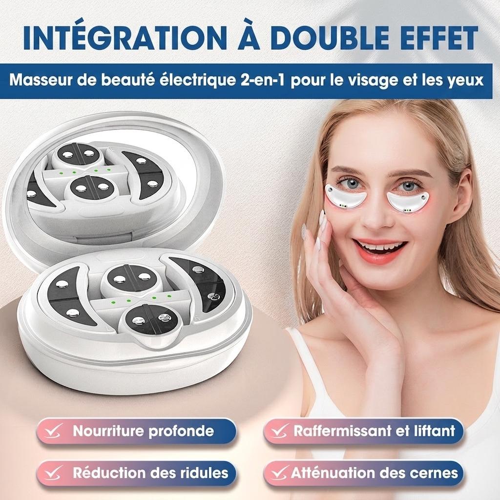 Appareil de massage facial et oculaire 2 en 1 par luminothérapie rouge - Dispositif à micro-courant