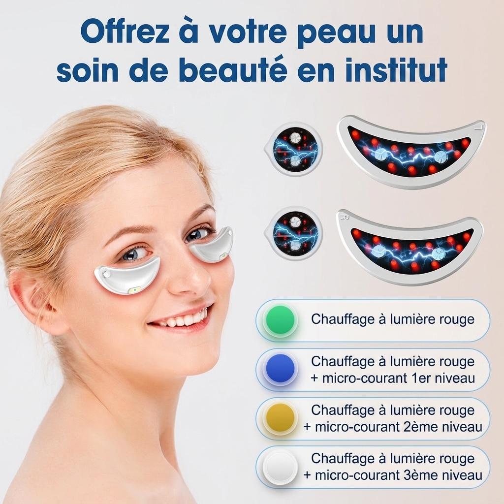 Appareil de massage facial et oculaire 2 en 1 par luminothérapie rouge - Dispositif à micro-courant