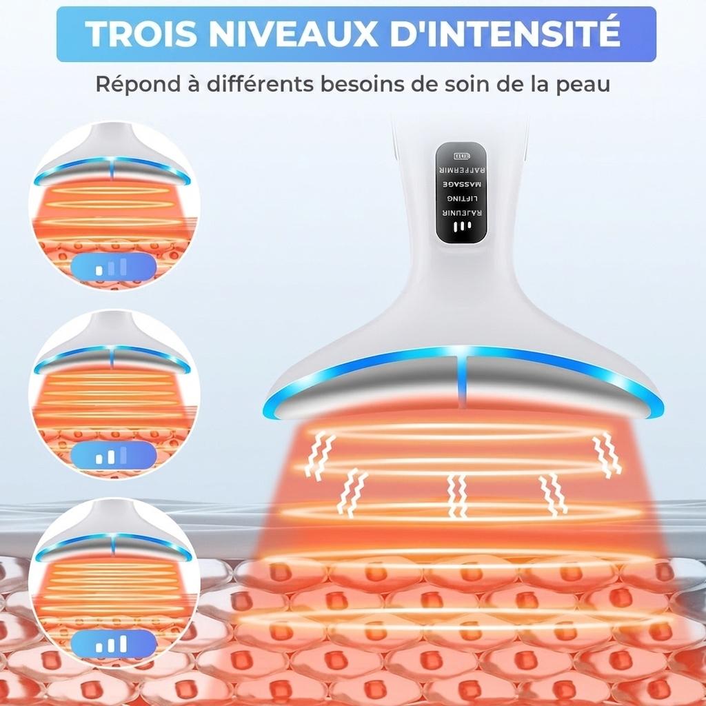 Appareil de beauté pour le cou et le visage - Masseur à luminothérapie LED