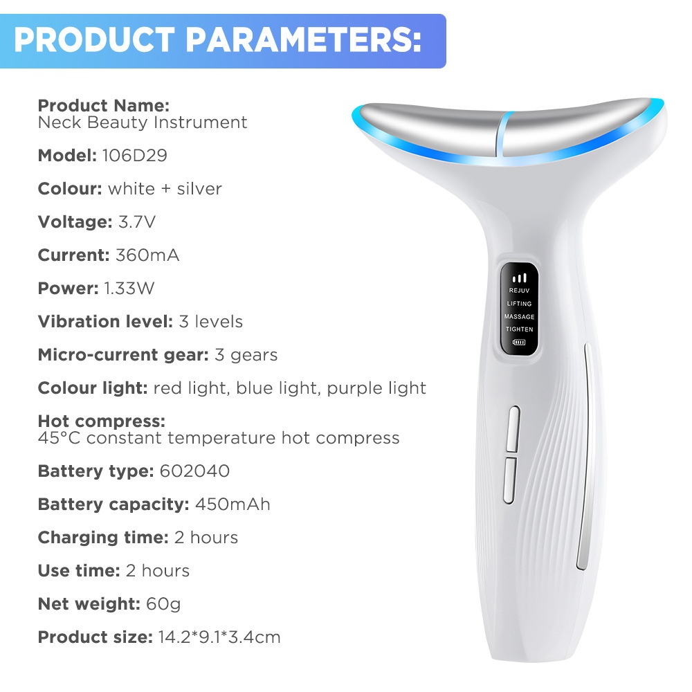 Nek- en gezichtsverzorgingsapparaat - LED-lichttherapiemassager