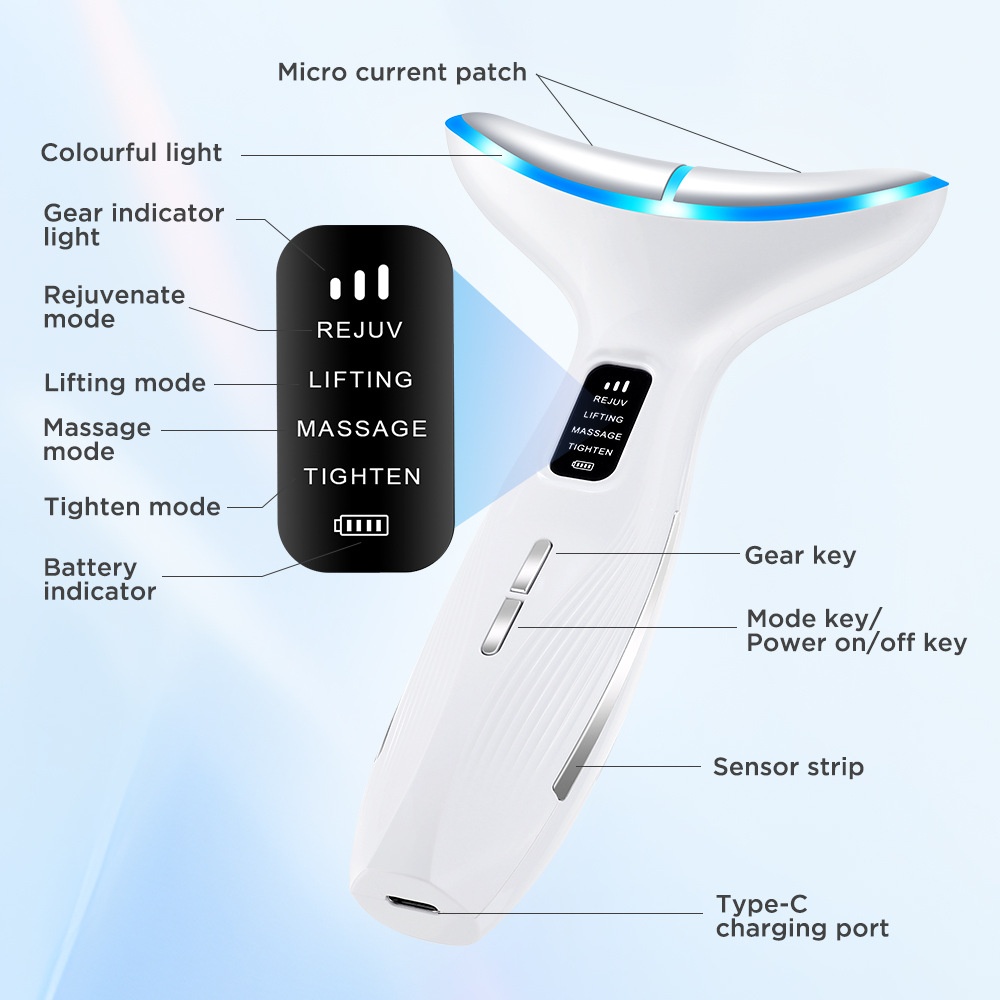 Nek- en gezichtsverzorgingsapparaat - LED-lichttherapiemassager