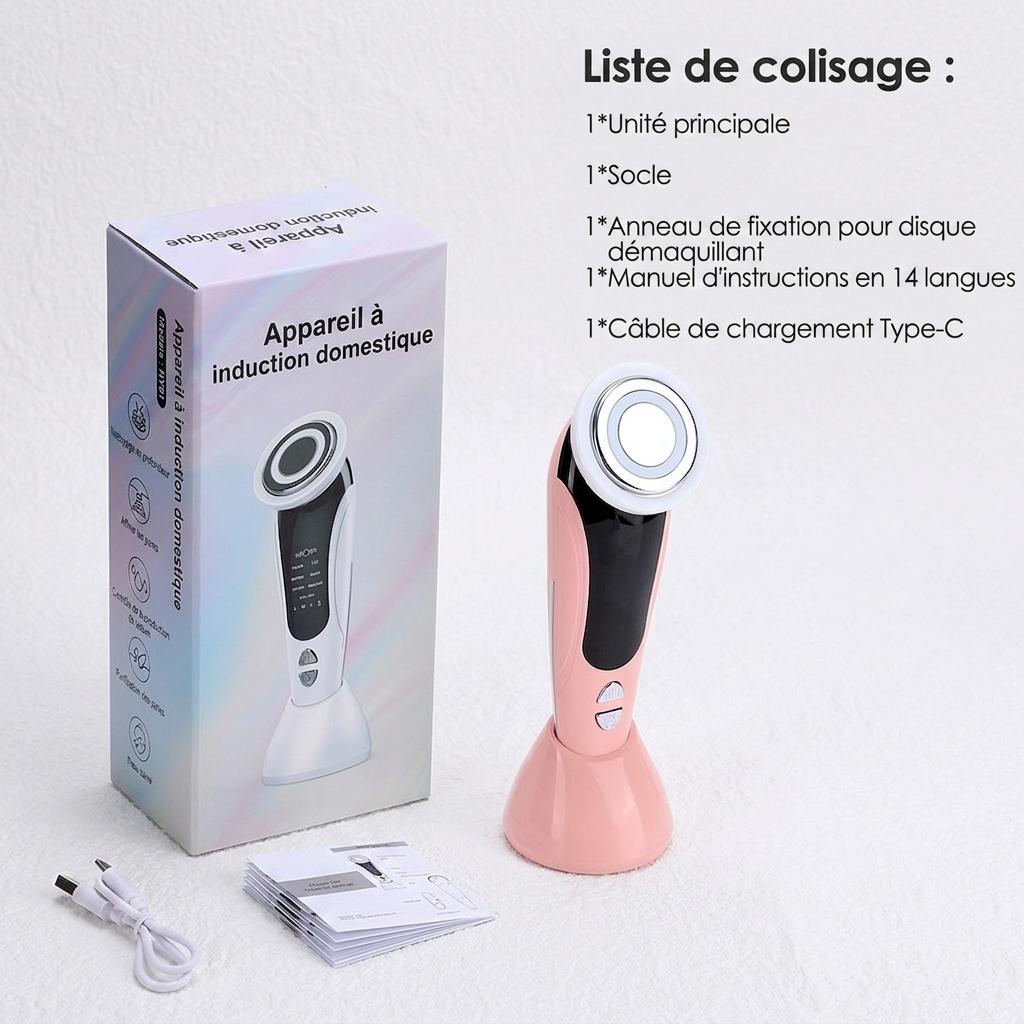 Appareil de nettoyage du visage intelligent : Thérapie cutanée par LED et micro-courants EMS