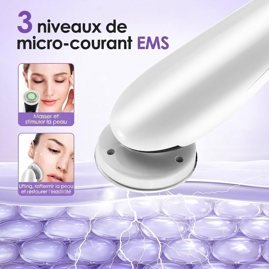 Appareil de nettoyage du visage intelligent : Thérapie cutanée par LED et micro-courants EMS