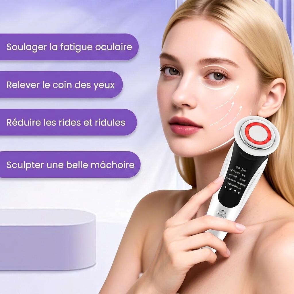 Appareil de nettoyage du visage intelligent : Thérapie cutanée par LED et micro-courants EMS