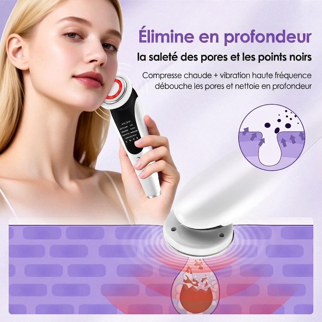 Appareil de nettoyage du visage intelligent : Thérapie cutanée par LED et micro-courants EMS