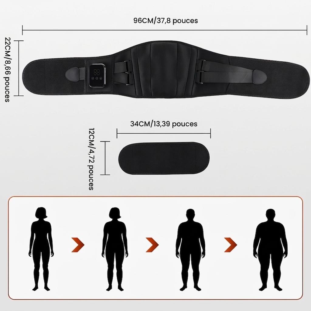 Ceinture de massage chauffante lombaire - 3 modes de chaleur et de vibration