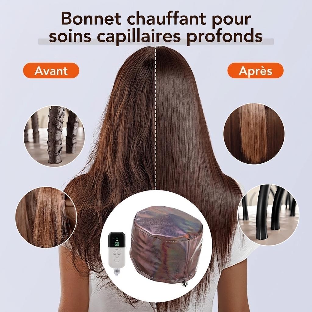 Bonnet vapeur pour soins capillaires en profondeur et traitement thermique