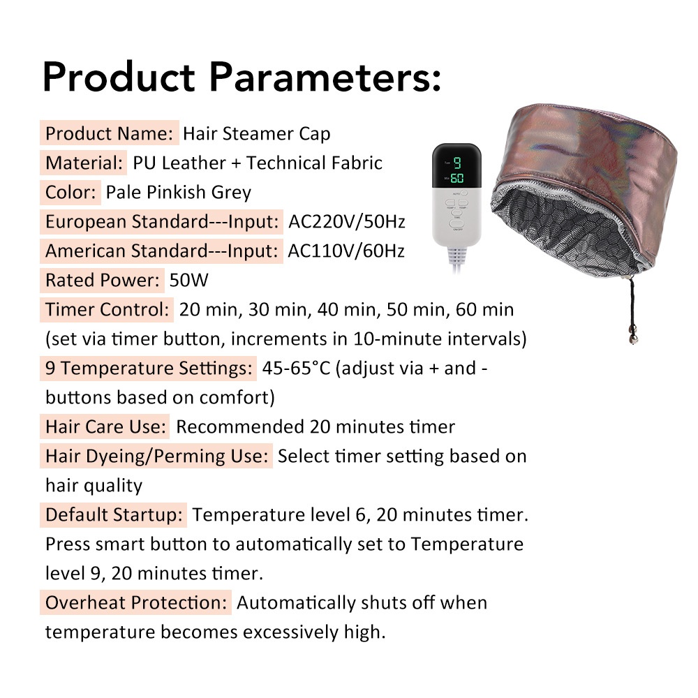 Gorro vaporizador para el cabello para acondicionamiento profundo y tratamiento térmico.