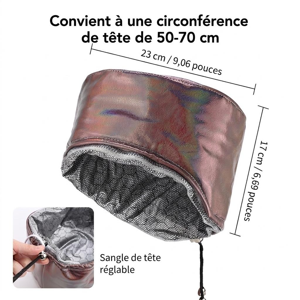 Bonnet vapeur pour soins capillaires en profondeur et traitement thermique