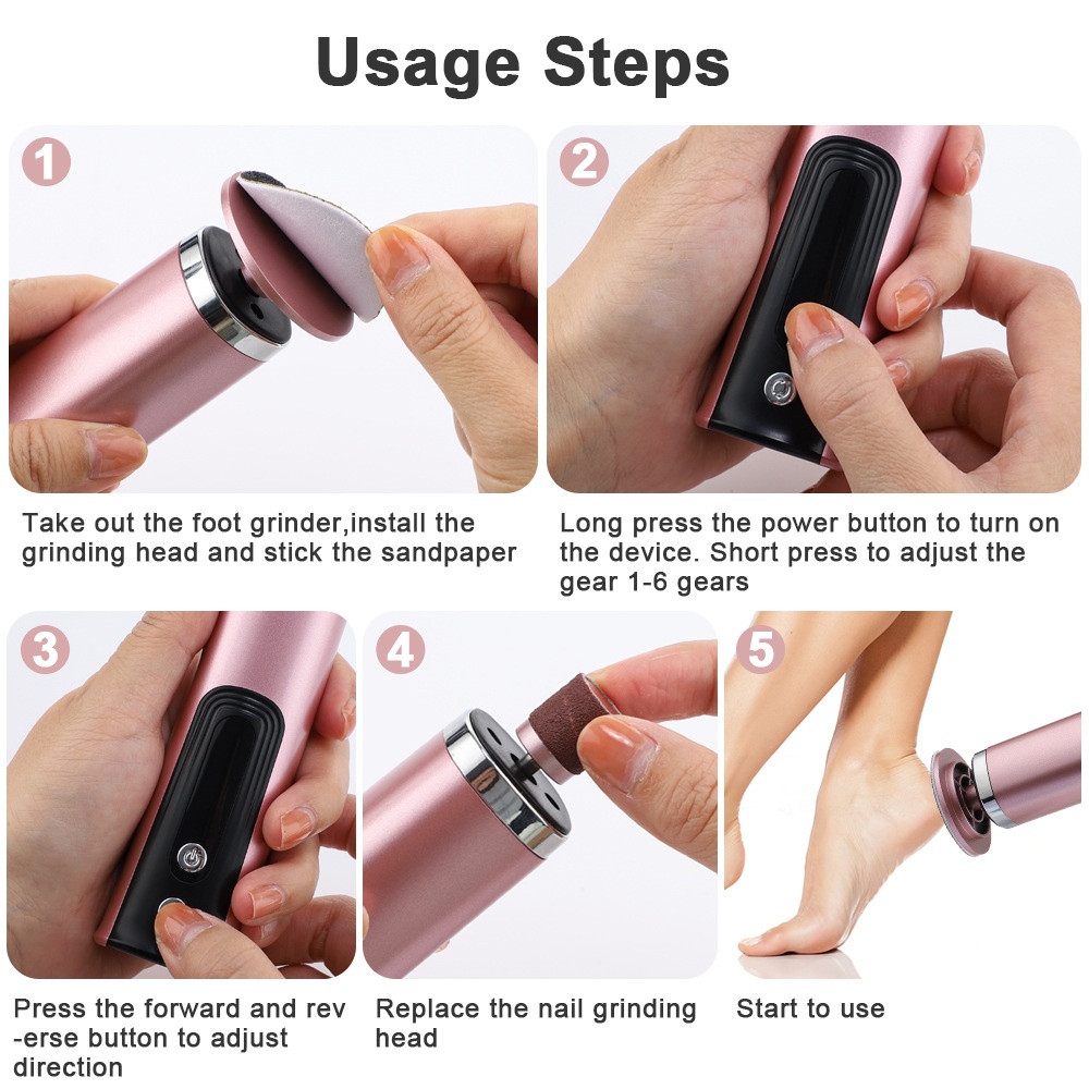 Appareil électrique pour éliminer les callosités et polir les ongles - 6 vitesses
