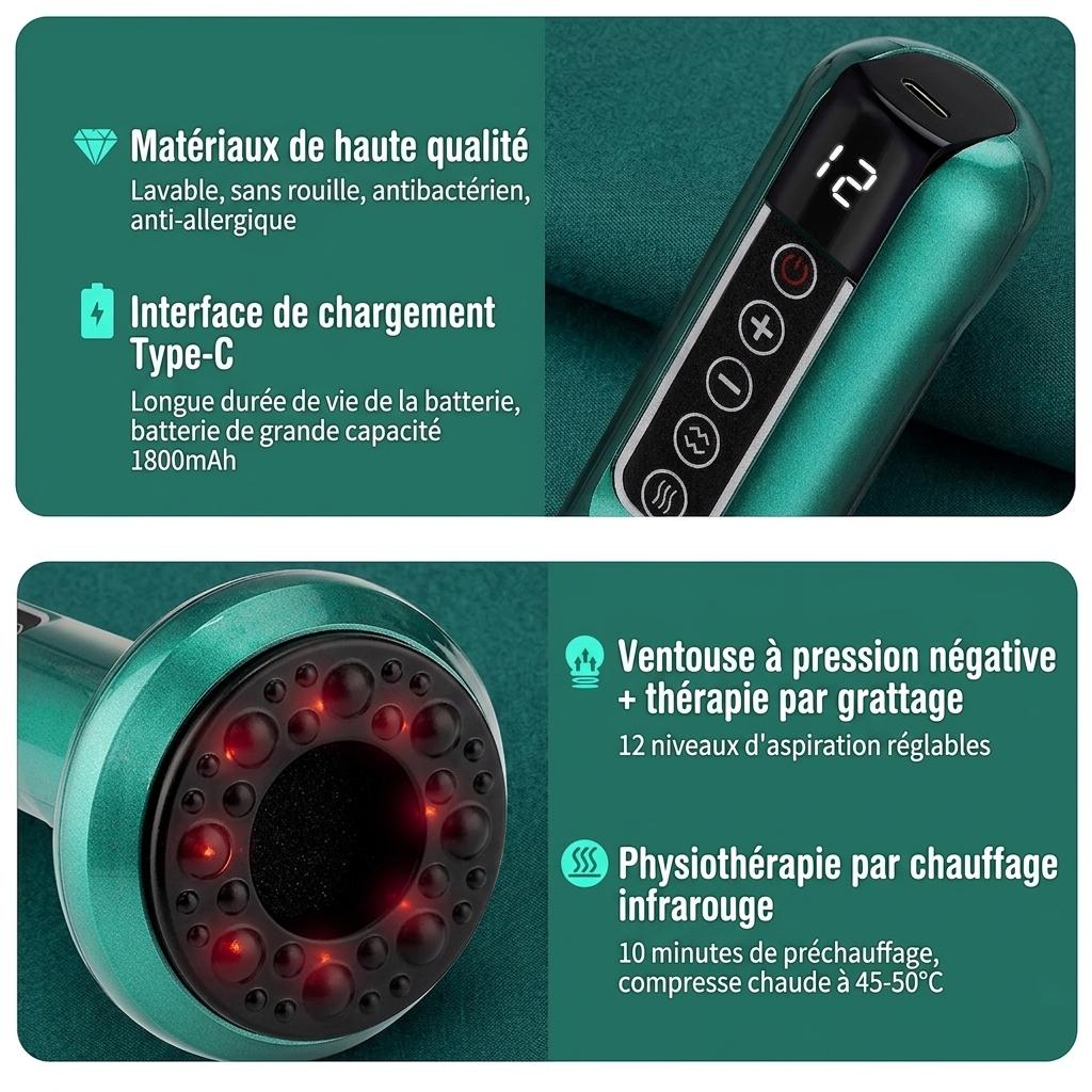 Appareil de massage par ventouses intelligent avec thérapie par la chaleur et le grattage