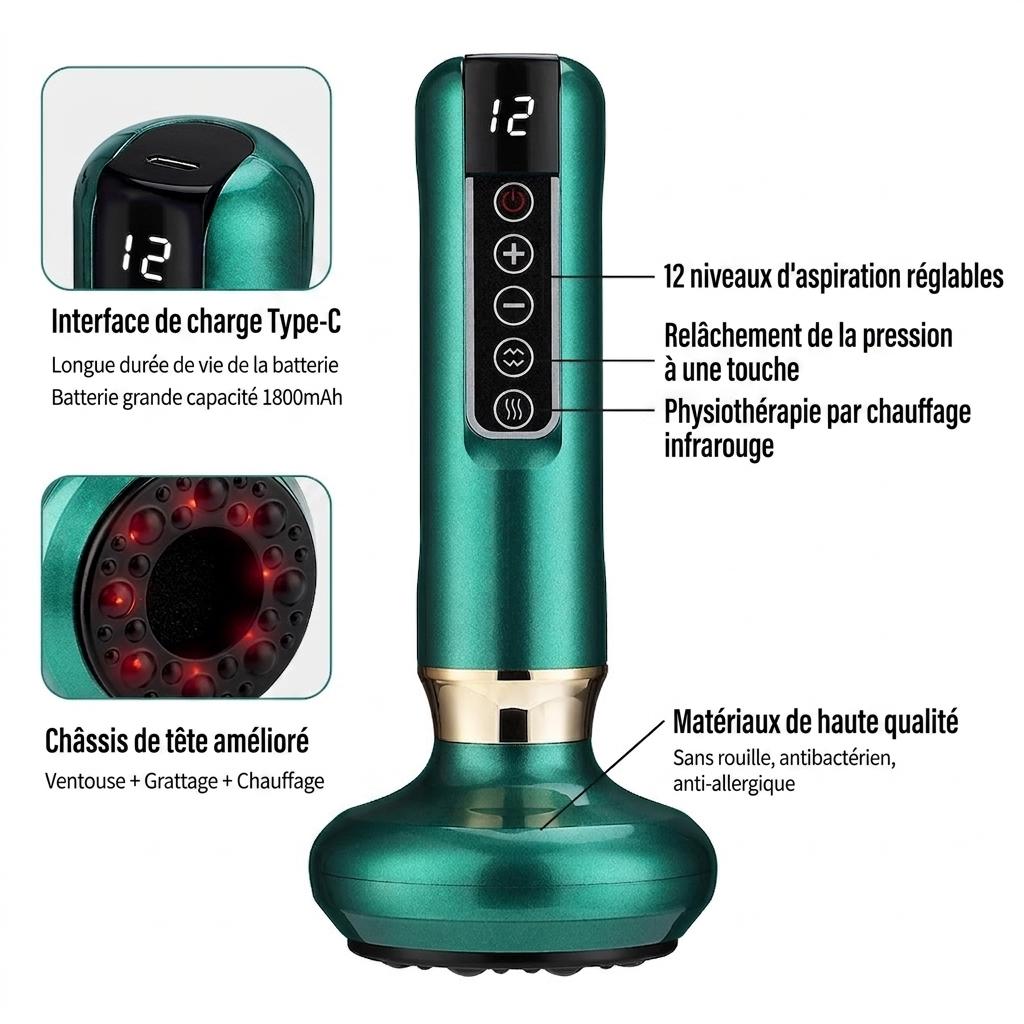 Appareil de massage par ventouses intelligent avec thérapie par la chaleur et le grattage