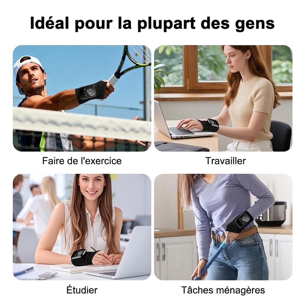 Appareil de massage chauffant pour poignet et attelle - Soulagement de la douleur et thérapie