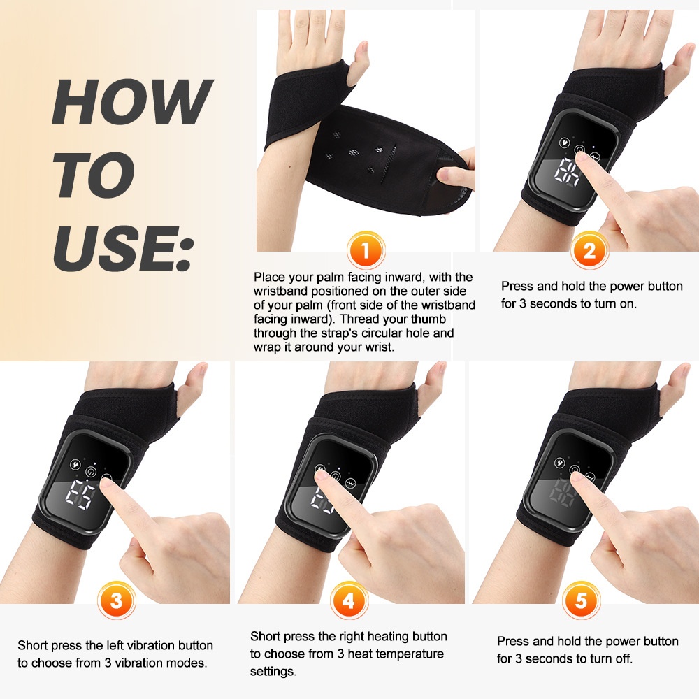Heated Wrist Massager & Brace - Pain Relief & Therapy (1pc)