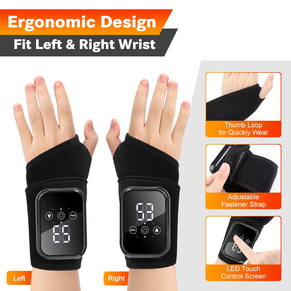 Heated Wrist Massager & Brace - Pain Relief & Therapy (1pc)