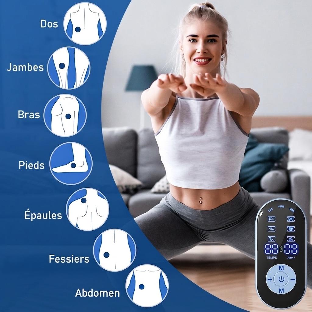 Stimulateur musculaire TENS, EMS et NMES - Appareil de soulagement de la douleur et de massage