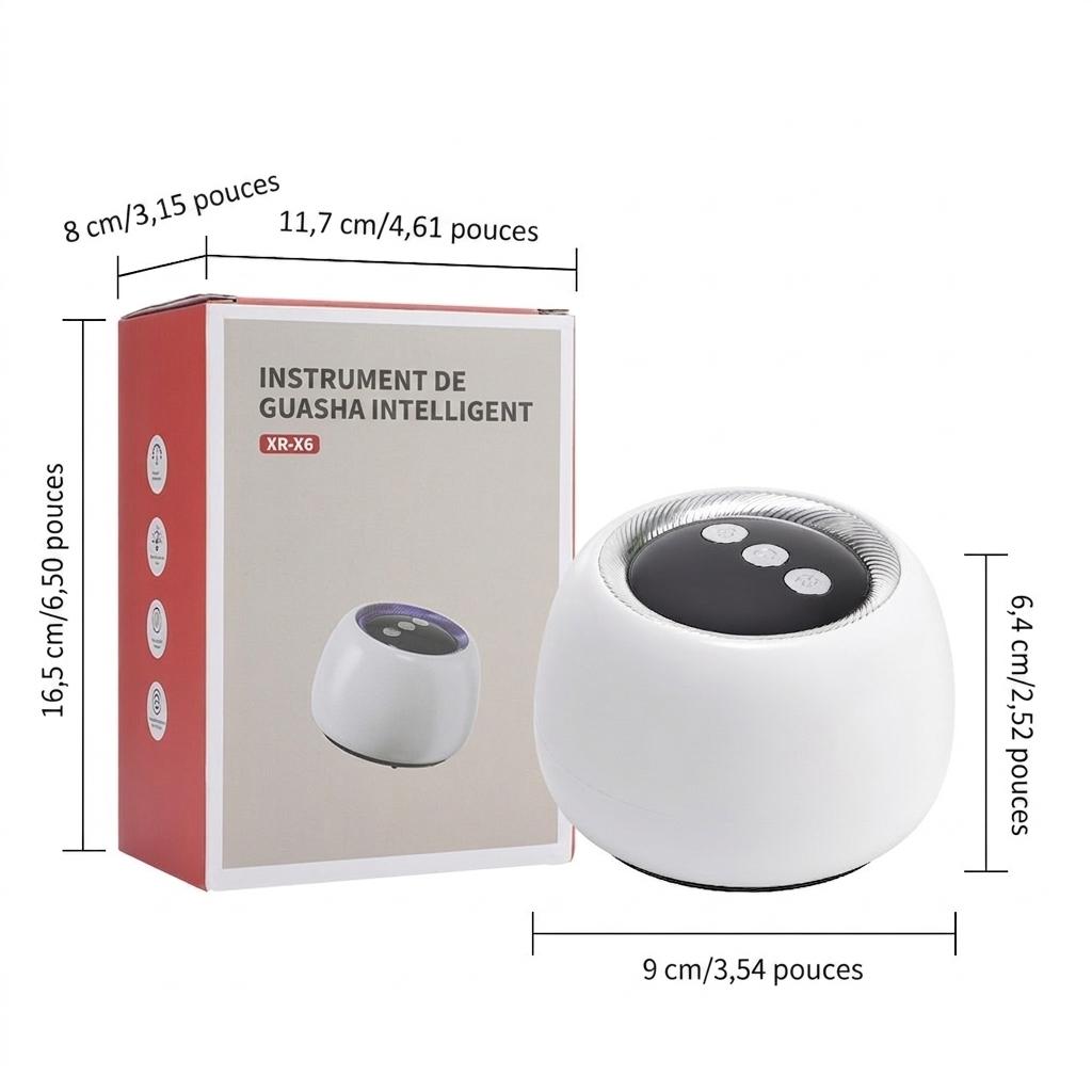 Appareil de ventouses et de Gua Sha intelligent 4 en 1 avec thérapie par la lumière rouge
