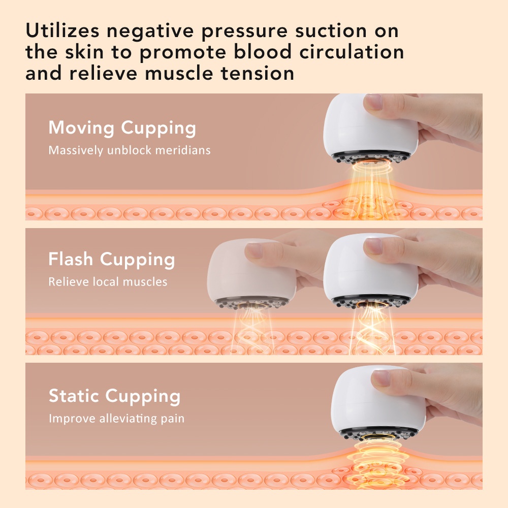 Dispositivo inteligente 4 en 1 para ventosas y guasha con terapia de luz roja.