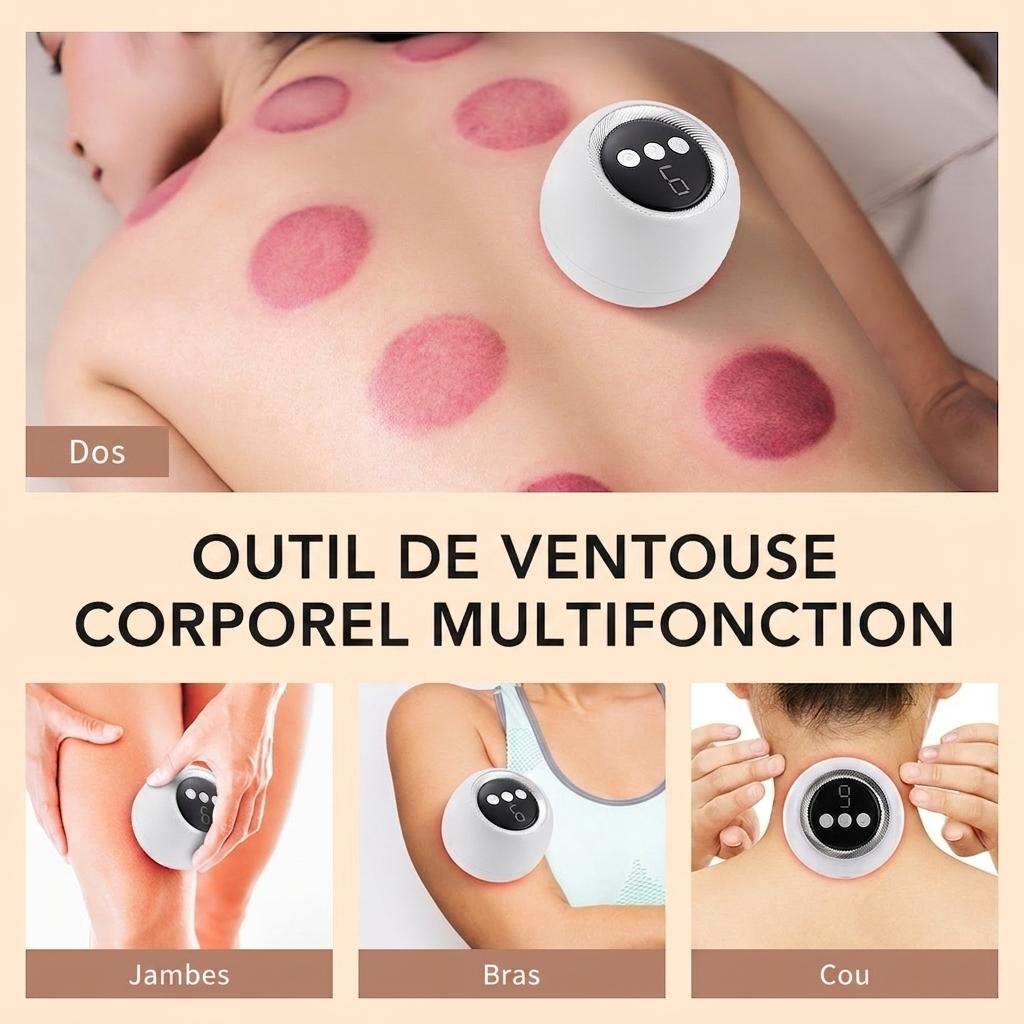 Appareil de ventouses et de Gua Sha intelligent 4 en 1 avec thérapie par la lumière rouge