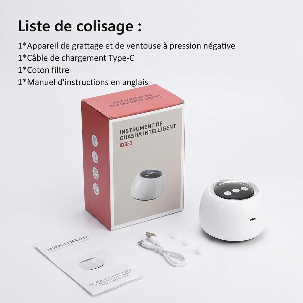 Appareil de ventouses et de Gua Sha intelligent 4 en 1 avec thérapie par la lumière rouge