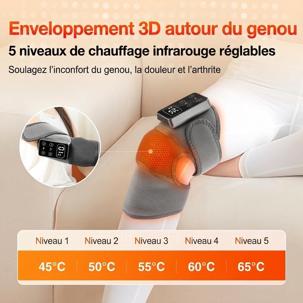 Coussin chauffant intelligent pour genoux - Sans fil et portable
