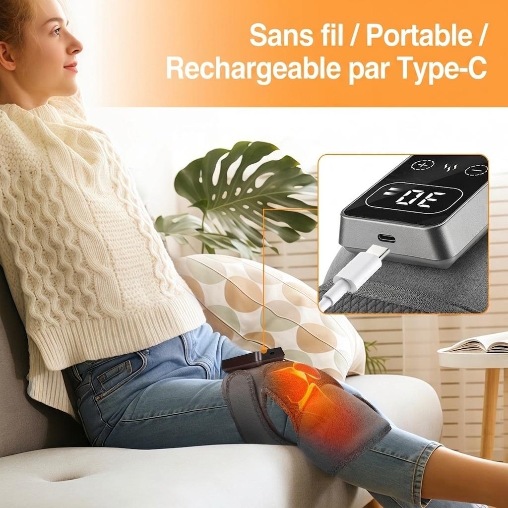 Coussin chauffant intelligent pour genoux - Sans fil et portable