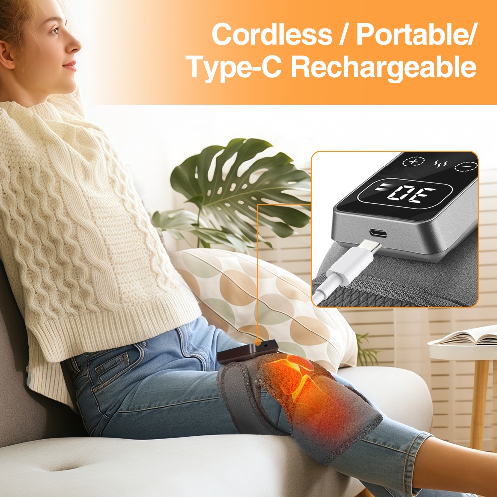 Smart Knee Heating Pad Massager - Cordless & Portable