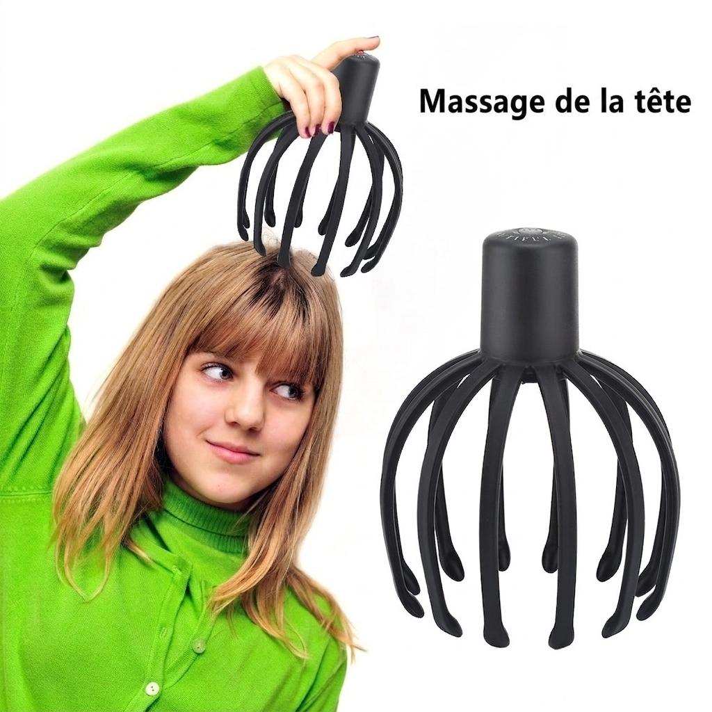 Appareil de massage électrique pour la tête - 12 bras 3D pour une relaxation profonde