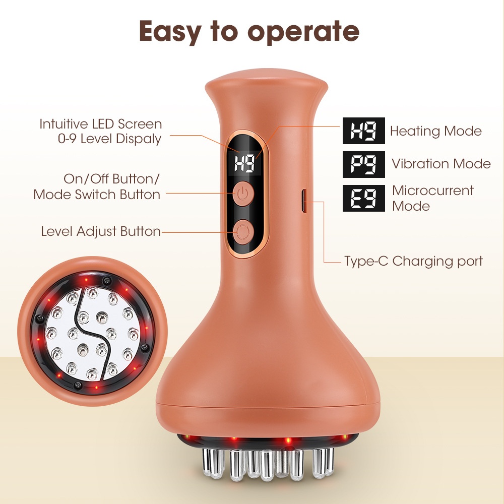 9-Level Meridian Massage Brush with Red Light & Microcurrent