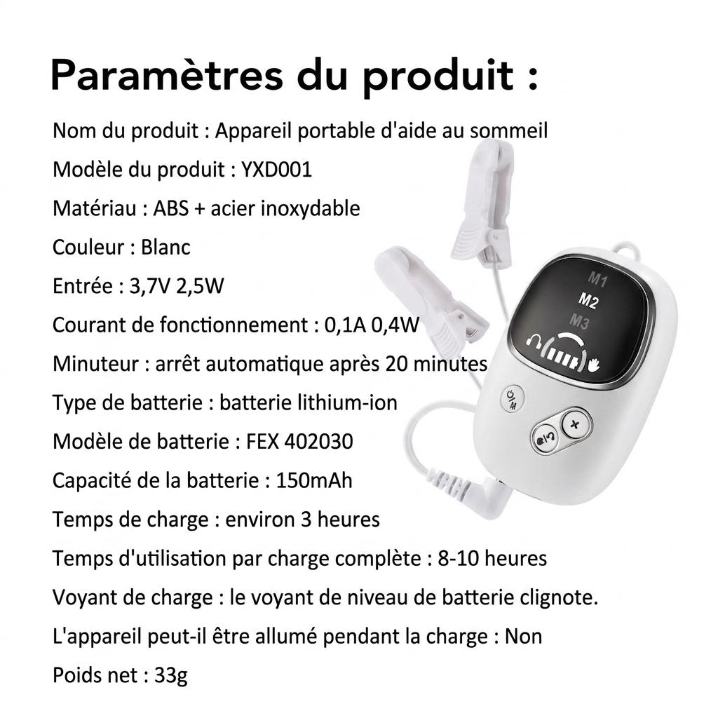 Dispositif d'aide au sommeil par microcourant CES pour soulager l'insomnie